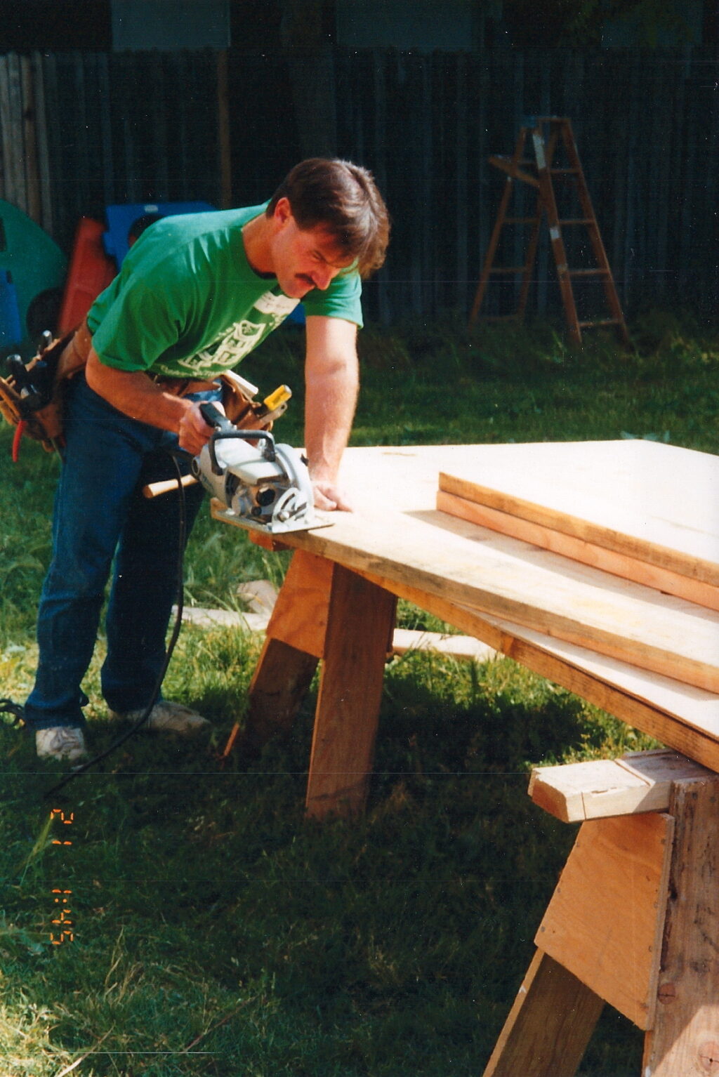 Ron Brown doing carpentry circa 1990