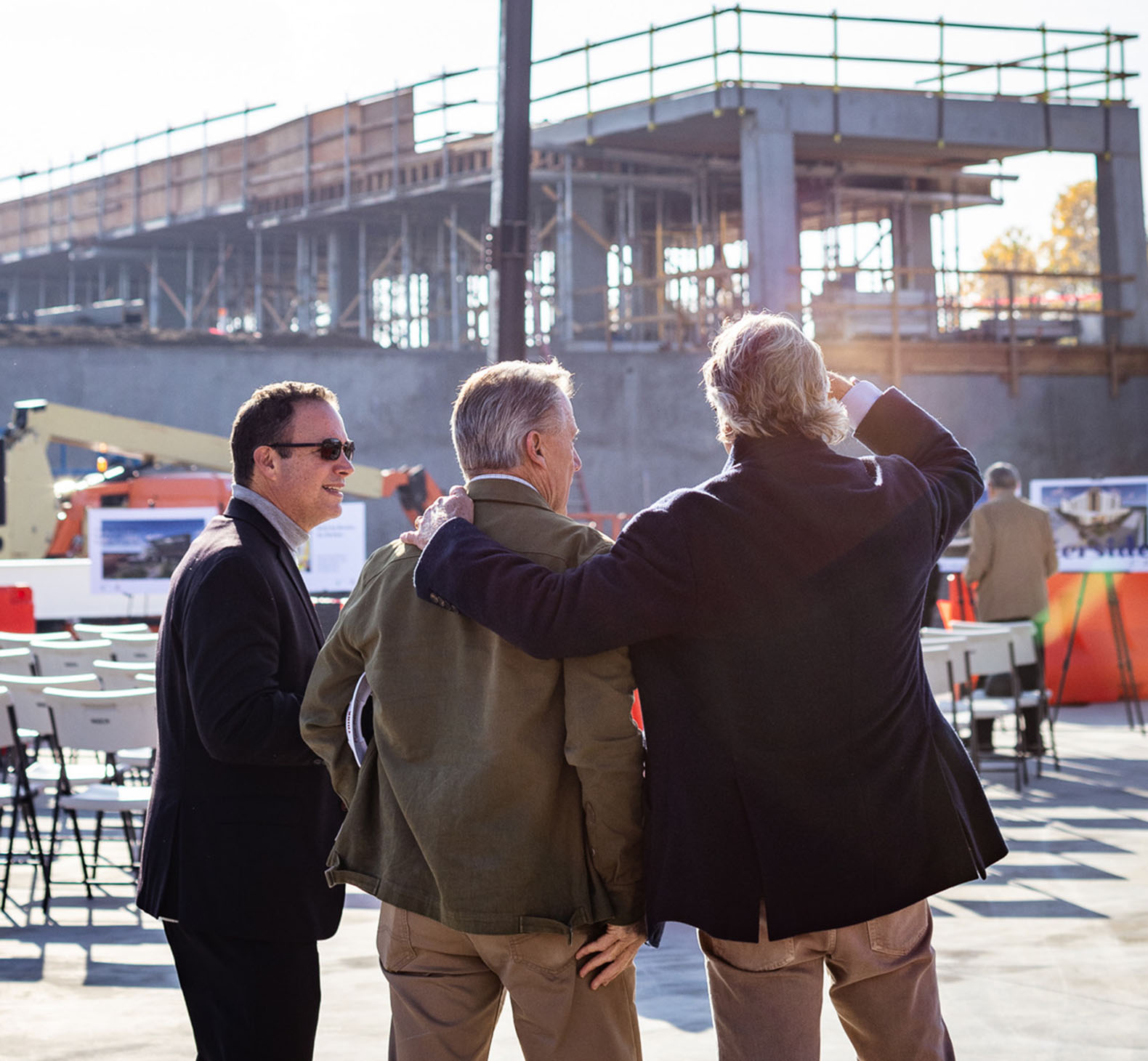 Ron Brown talking with clients Fulcrum Property at Pierside