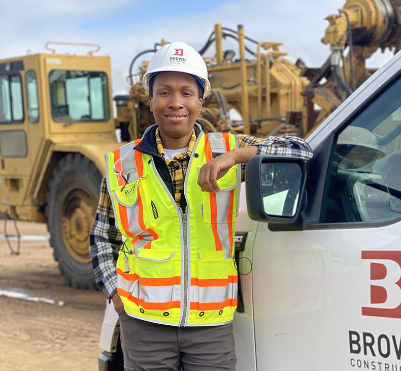 Shavajaie James and Brown truck on Poppy Grove job site