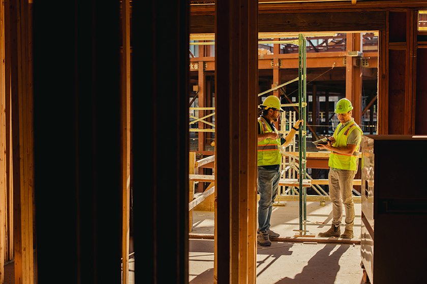 Team communication on Brown Construction job site