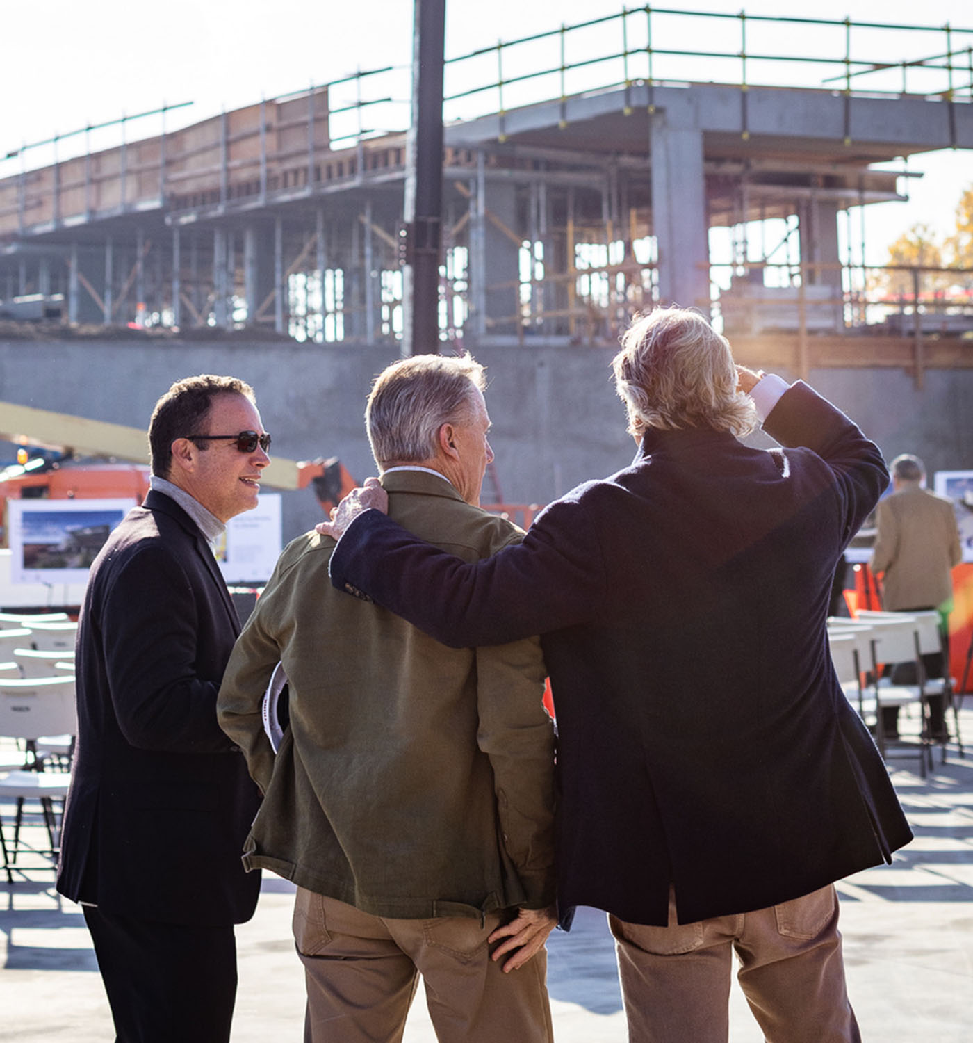 Ron Brown talking with clients Fulcrum Property at Pierside